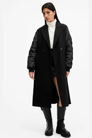 AllSaints Paulah Wool Blend Double Breasted Coat