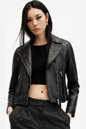 AllSaints Dalby Slim Fit Leather Biker Jacket
