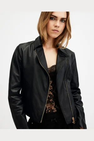 AllSaints Vela Slim Fit Leather Biker Jacket