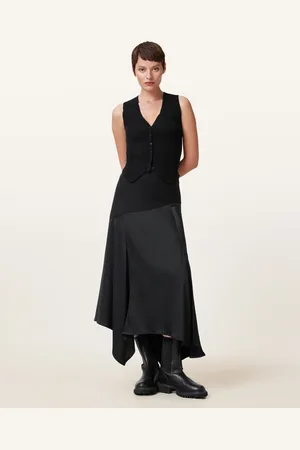 AllSaints Pia Satin Asymmetric Maxi Skirt