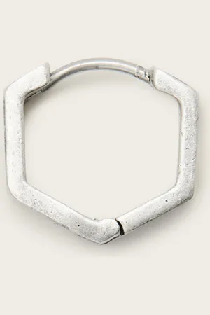 AllSaints Danny Sterling Silver Hexagon Hoop Earring