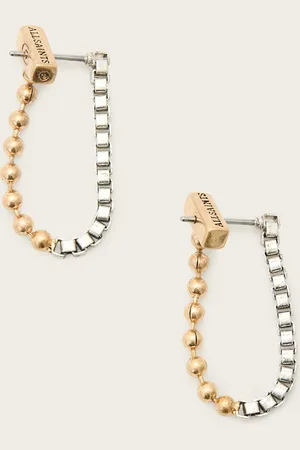 AllSaints Box Chain Two Tone Ball Earrings