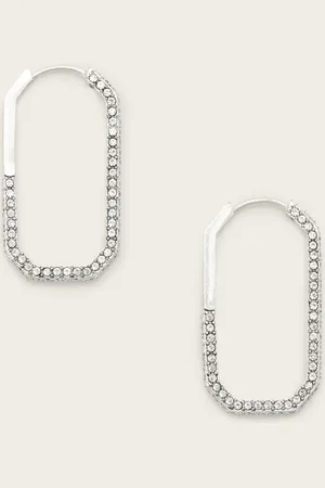 AllSaints Hattie Crystal Hex Hoop Earrings