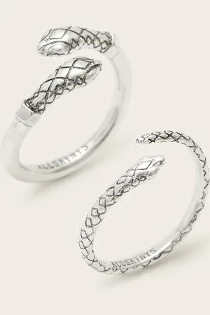 AllSaints Serpent Textured Ring Set