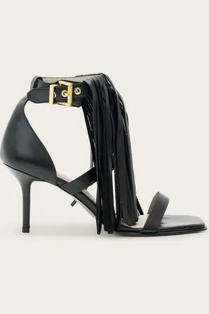 AllSaints Paola Fringed Leather Heeled Sandals