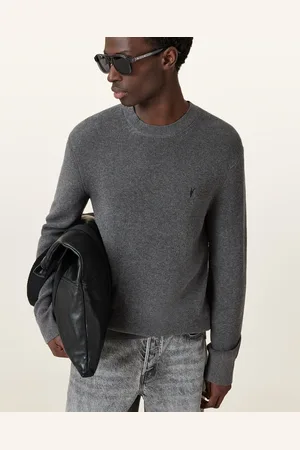 AllSaints Aspen Waffle Texture Crew Neck Ramskull Jumper