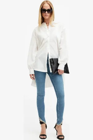 AllSaints Dax Asymmetric Hem Skinny Denim Jeans