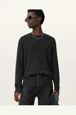 AllSaints Aspen Waffle Texture Crew Neck Ramskull Jumper