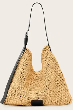 AllSaints Asha Woven Straw Hobo Shoulder Bag