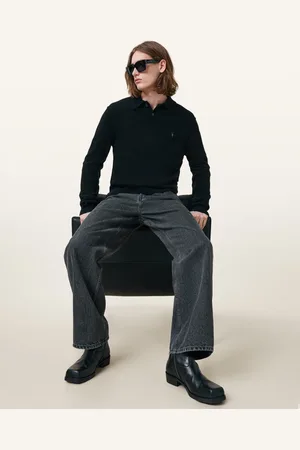 AllSaints Statten Long Sleeve Ramskull Polo Jumper