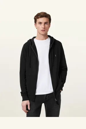 AllSaints Brace Zip Up Brushed Cotton Ramskull Hoodie
