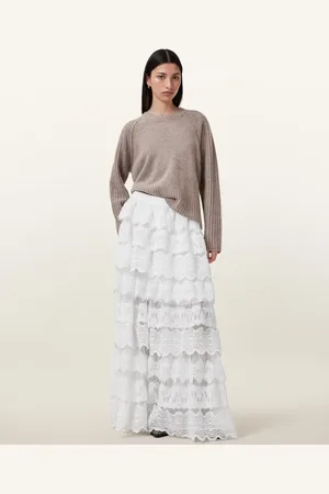 AllSaints Lizi Tiered Lace Maxi Skirt