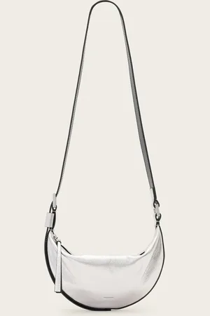 AllSaints Half Moon Metallic Leather Crossbody Bag