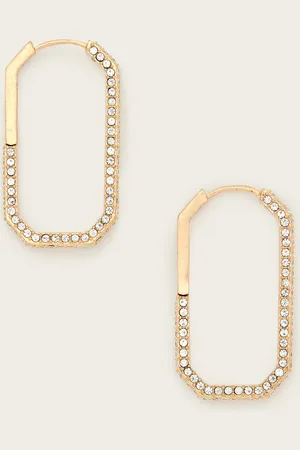 AllSaints Hattie Crystal Hex Hoop Earrings