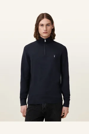 AllSaints Kilburn Zip Funnel Neck Ramskull Jumper