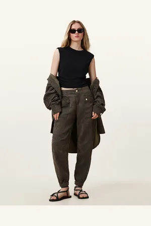 AllSaints Val High-Rise Cargo Linen Blend Trousers