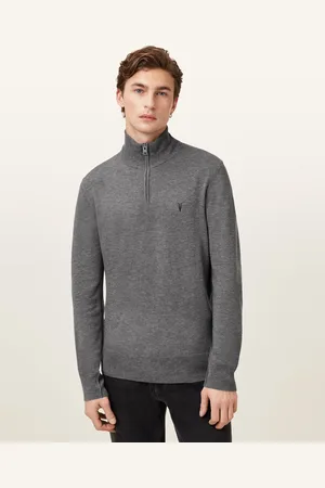AllSaints Kilburn Zip Funnel Neck Ramskull Jumper