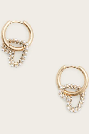 AllSaints Vida Heart Beaded Hoop Earrings
