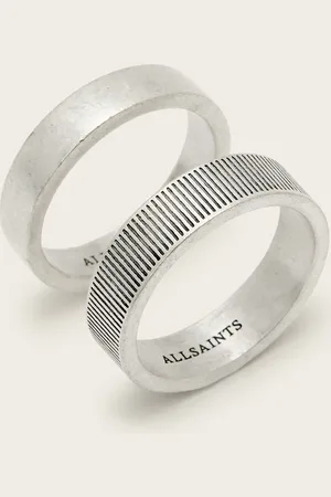 AllSaints Eason Textured Sterling Silver Ring Set