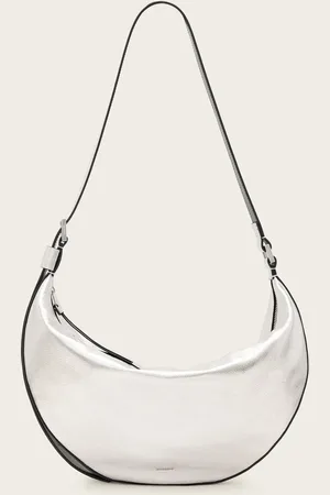 AllSaints Half Moon Metallic Leather Crossbody Bag