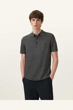 AllSaints Mode Merino Short Sleeve Ramskull Polo Shirt