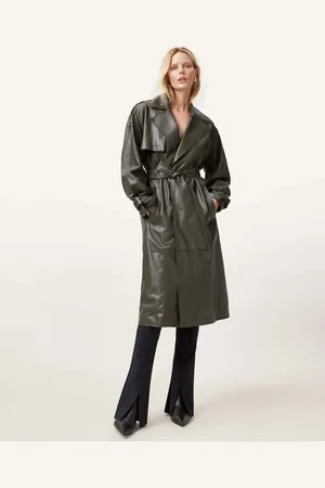 AllSaints Inez Leather Long Trench Coat