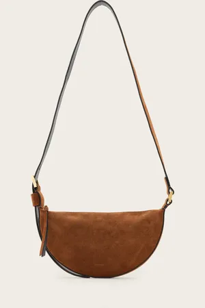 AllSaints Half Moon Suede Crossbody Bag