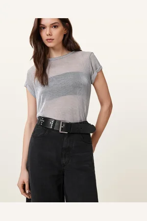 AllSaints Cross Maxx Leather Belt