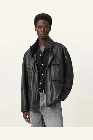 AllSaints Halton Funnel Collar Leather Jacket