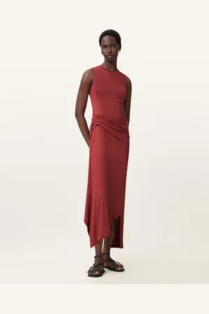 AllSaints Rivi Draped Sleeveless Midi Dress