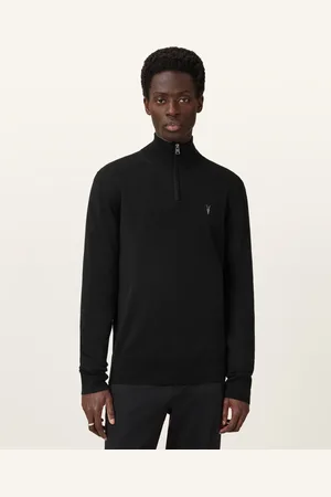 AllSaints Kilburn Zip Funnel Neck Ramskull Jumper