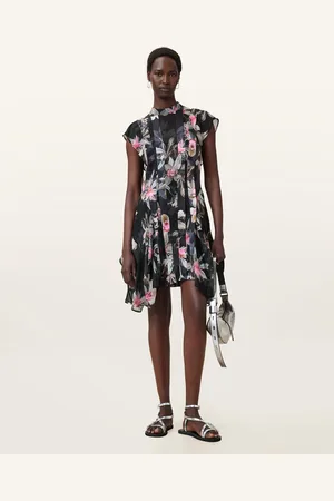 AllSaints Fleur Printed Asymmetric Mini Dress