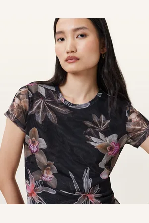 AllSaints Ellie Mesh Floral Print Slim T-Shirt