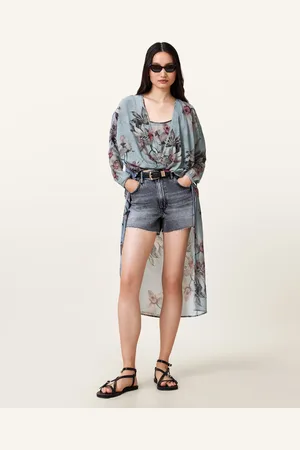 AllSaints Avala High Low Floral Wrap Top