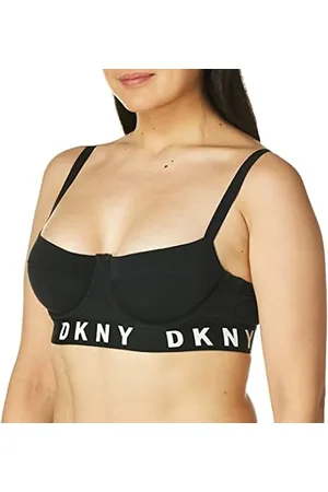 DKNY Women's Cozy Boyfriend Underwire Bra Top, Heather Gray/White