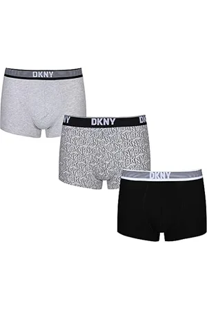 DKNY Mens Cotton Boxers in Blue/Black/Patterned with Super Soft Brushed  Nylon Waistband