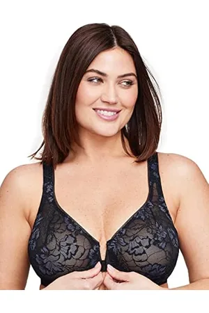 Full Figure Plus Size Lace Comfort Wonderwire Bra Underwire #9855 Black 