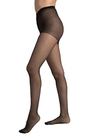 Black Dim Style Women's tights in ribbed opaque voile