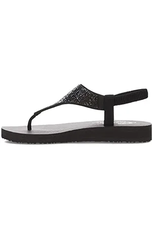 Skechers Womens Meditation Sweet Rock Flip-Flops, Color: Black