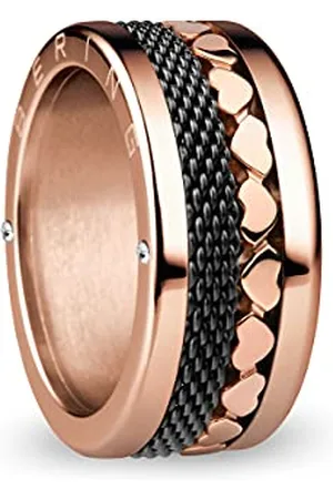 Bering Exchangeable Ring Combination for Women in Rose Gold and Black with the Distinctive Twist and Change System, Yangtze