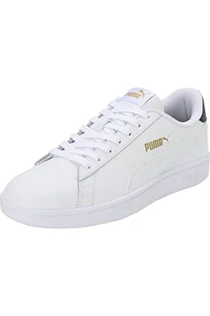 PUMA Unisex Smash V2 L Low-top Sneakers, White White-Peacoat Team Gold, 11 UK