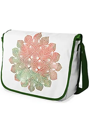 Bonamaison Digitally Printed Messenger School Bag with Khaki Strap for Students, Cross Body Bag, Courier Bag, Shoulder Bag for School, Back to School, Size: 29x36 cm