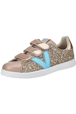 victoria Unisex Tenis Tiras Glitter Combinado Sneaker, Beige, 5 UK