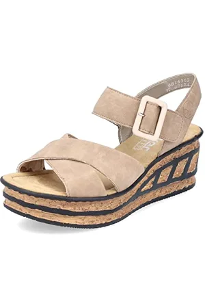 Rieker Women Sandals 68163, Ladies Platform Sandals,Platform Sandal,Summer Shoe,Comfortable,Thick Sole,Beige (Beige / 62),42 EU / 8 UK