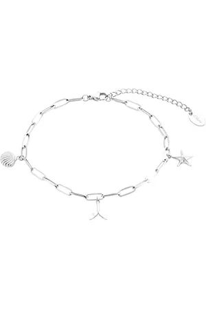 QS by s.Oliver Anklet stainless steel ladies summer jewelry, 22+5 cm, silver, whale, Comes in jewelry gift box, 2034574