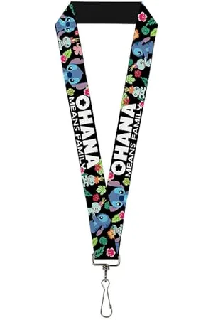 Buckle Unisex-Adult (Luggage only) Lanyard-1.0-Ohana Means Family/Stitch & Scrump Poses/TRO Key Chain, , One Size