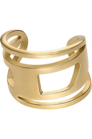 Diesel Unisex Oval D Logo Stainless Steel Ring, DX15697107