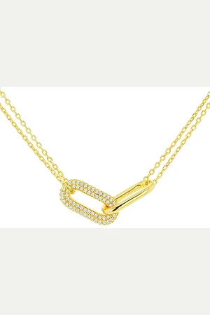 Amazon Sterling Gold Gilded Silver Pave Link Necklace