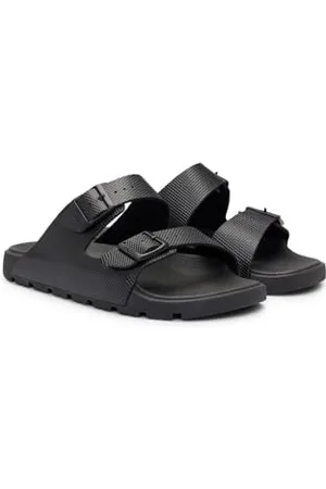 HUGO BOSS Mens Surfley Sand Twin-strap sandals in rubberised faux leather Size 6