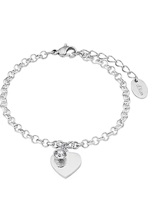 QS by s.Oliver Bracelet stainless steel woman bracelet, with crystal, 17+3 cm, , heart, comes in jewelry gift box